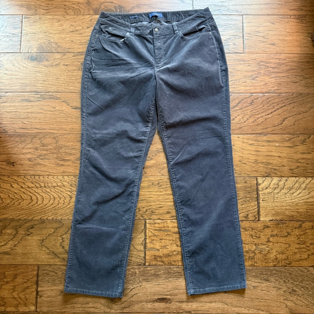Talbots Curvy Corduroy‎ Pants Gray Plus 16W High Rise Straight Leg
